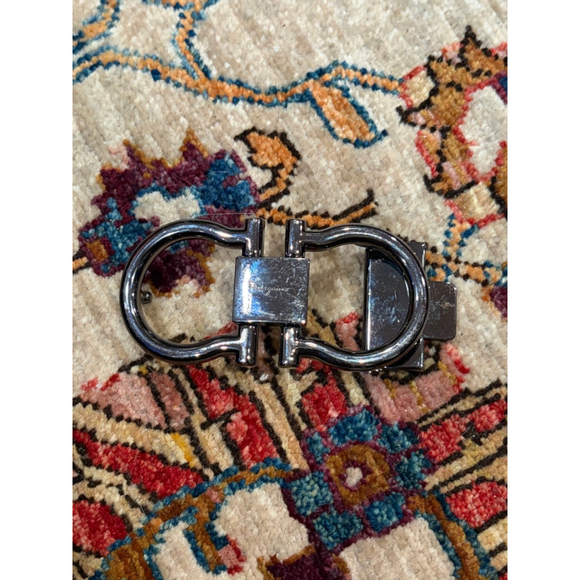 Salvatore Ferragamo Gancini Gunmetal Belt Buckle Reversible Ratchet Mens